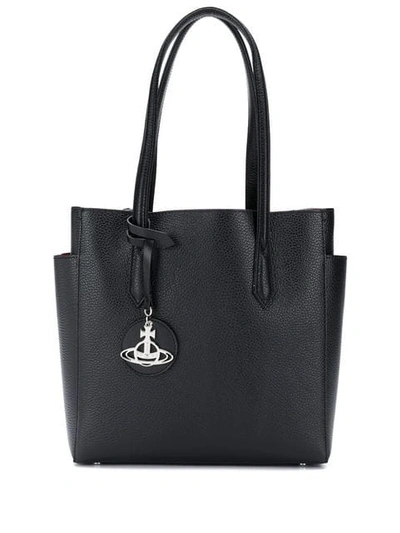 Vivienne Westwood Anglomania Logo Charm Tote In Black