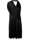 Lanvin Draped Asymmetric Dress In Black