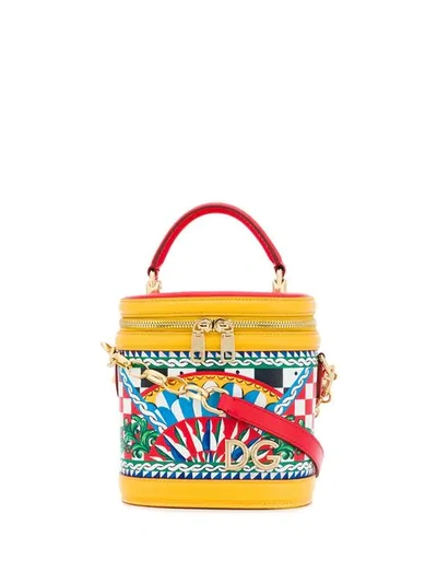 Dolce & Gabbana Gabbana Sicilian Carretto Bucket Bag In Red