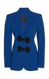Andrew Gn Guipure Lace-trimmed Crepe Blazer In Blue