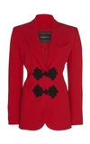 Andrew Gn Guipure Lace-trimmed Crepe Blazer In Red