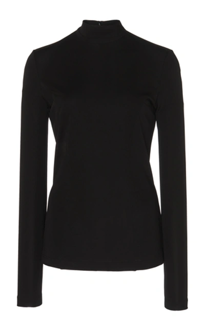 Andrew Gn Turtleneck Jersey Knit Top In Black