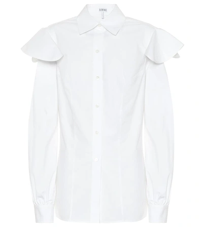 Loewe Ruffle-detailed Cotton Shirt In White