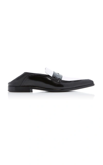 Loewe Contrast Leather Loafers In Black/white