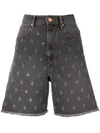 Isabel Marant Étoile Pattern Denim Shorts In Grey