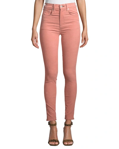 Rag & Bone High-rise Corduroy Ankle Skinny Jeans In Light Pink