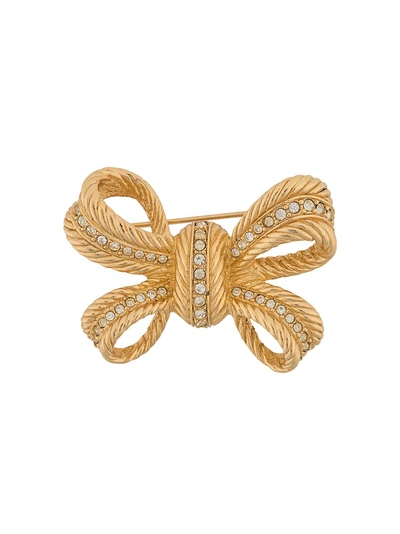 Pre-owned Dior Bow Brooch In 金色