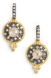 Freida Rothman Single Stone Drop Earrings In Black/ White/ Gold
