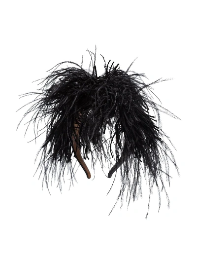 Loewe Feather-embellished Headband In Black