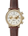 Shinola Men's 41mm Runwell Chronograph Watch, Brown/white