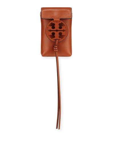Tory Burch Miller Leather Smartphone Crossbody Bag In Aged Camel