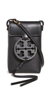 Tory Burch Miller Leather Smartphone Crossbody Bag In Black