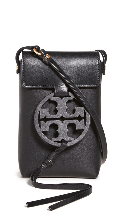 Tory Burch Miller Leather Smartphone Crossbody Bag In Black