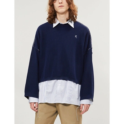 Raf Simons Exposed-seam Oversized Knit Jumper In Night Blue