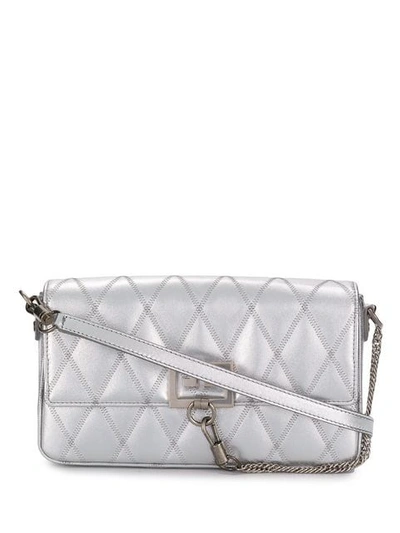 Givenchy Small Charm Metallic Quilted Shoulder Bag In Silver