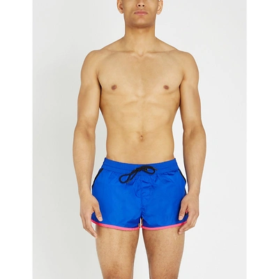 Versace Contrast-trim Logo-patch High-rise Shell Swim Shorts In Royal Blue