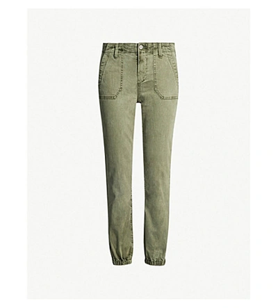 Paige Mayslie High-rise Woven Jogging Bottoms In Vintage Ivy Green