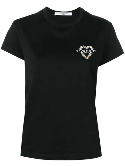 Givenchy Logo Embroidered Cotton Jersey T-shirt In Black