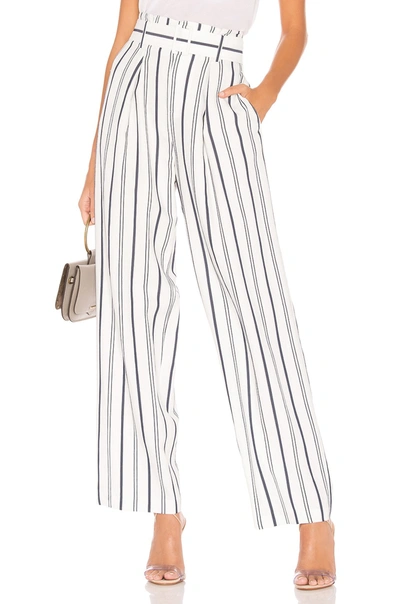Vince Dobby Stripe Belted Trousers In Off White