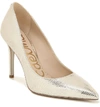 Sam Edelman Hazel Leather Pointed Toe Pumps In Molten Gold Patent Leather