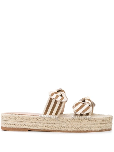 Loeffler Randall Women's Daisy Open-toe Leather Espadrille Platform Slide Sandals In Amber/natural