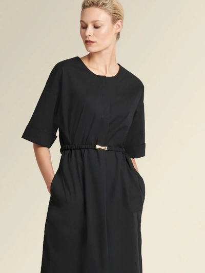 Dkny Donna Karan New York Belted Button-front Dress In Black
