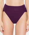 Becca Solid Color-code Wrap-front High-waist Bikini Bottoms Women's Swimsuit In Merlot
