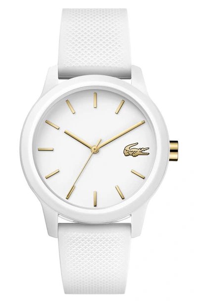 Lacoste Women's 12.12 White Rubber Strap Watch 36mm Women's Shoes