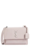 Saint Laurent Medium Sunset Grained Leather Shoulder Bag - Pink In Rose Poudre