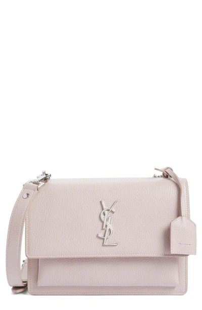 Saint Laurent Medium Sunset Grained Leather Shoulder Bag - Pink In Rose Poudre