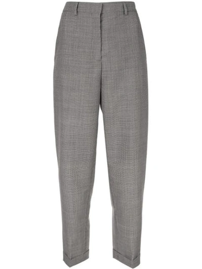 Rochas Dogtooth Cropped Trousers In Grey