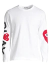 Comme Des Garçons Play Play Logo Long-sleeve Cotton Tee In White