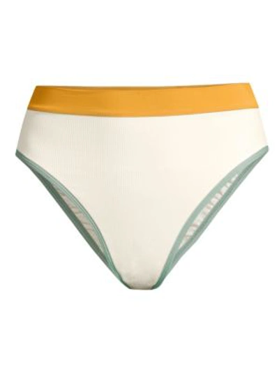 L*space Novelty Ridin High Ribbed Frenchie Bikini Bottom In Cream Multi