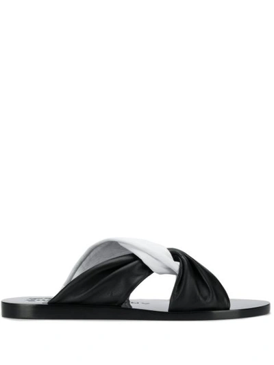 Givenchy Twisted Two-tone Flat Sandals In Black