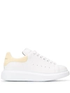 Alexander Mcqueen Suede-trimmed Leather Exaggerated-sole Sneakers In White/yellow