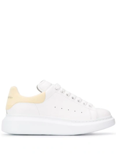 Alexander Mcqueen Suede-trimmed Leather Exaggerated-sole Sneakers In White