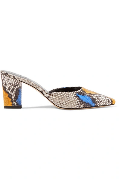 Aeyde Signe Snake-effect Leather Mules In Snake Print