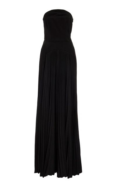 Amur Kenzie Strapless Pleat-detailed Maxi Dress In Black