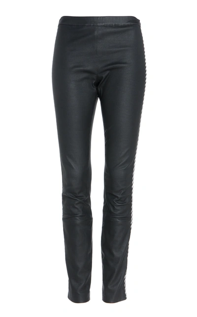 Haider Ackermann Embroidered Leather Leggings In Black/white