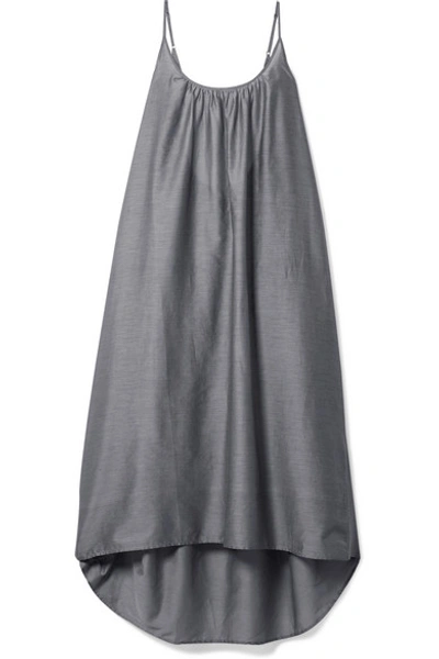 Pour Les Femmes Cotton And Silk-blend Nightdress In Gray