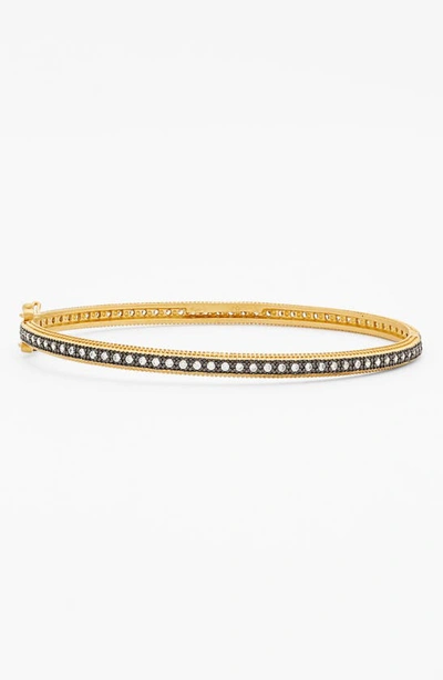 Freida Rothman Signature Thin Pave Hinge Bangle In Gold/silver