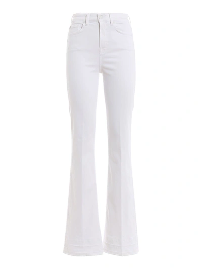 7 For All Mankind Mid Rise Flared Jeans In White