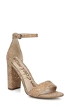 Sam Edelman Women's Yaro Ankle Strap Block Heel Sandals In Natural/ Gold