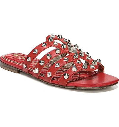 Sam Edelman Women's Beatris Studded Slide Sandals In Candy Red