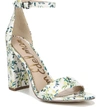 Sam Edelman Women's Yaro Ankle Strap Block Heel Sandals In White Multi Fabric