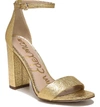 Sam Edelman Women's Yaro Ankle Strap Block Heel Sandals In Gold Leather