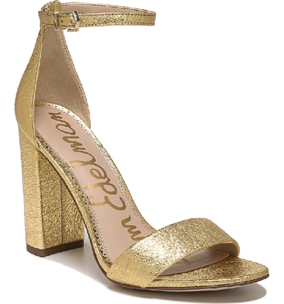 Sam Edelman Women's Yaro Ankle Strap Block Heel Sandals In Gold Leather