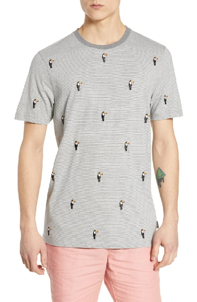Ted Baker Vipa Parrot-embroidered Crewneck Tee In Grey-marl