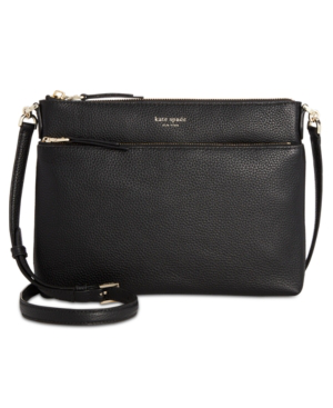 Kate Spade Medium Polly Leather Crossbody Bag - Black In Black/Gold | ModeSens
