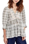Free People Time Out Plaid Crochet Trim Tunic In Ivory